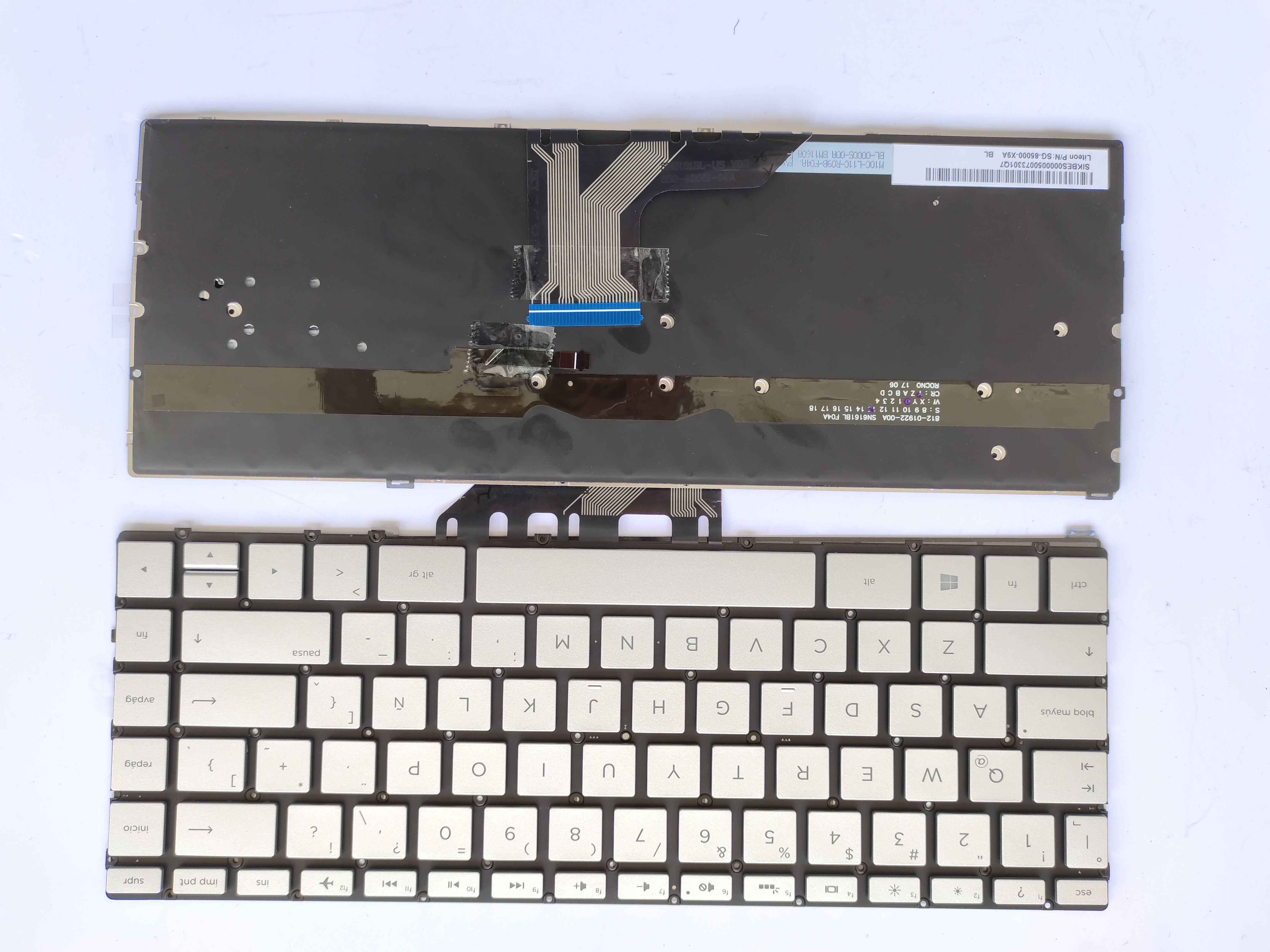 Picture of New Replacement Laptop Keyboard For HP 13-AC/13-W small carriage return SILVER Backlit LA Layout